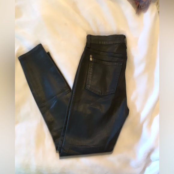 NWOT 7 FOR ALL MANKIND B(AIR) High Waisted Ankle Skinny Jean in Coated Black 27 - Picture 11 of 16